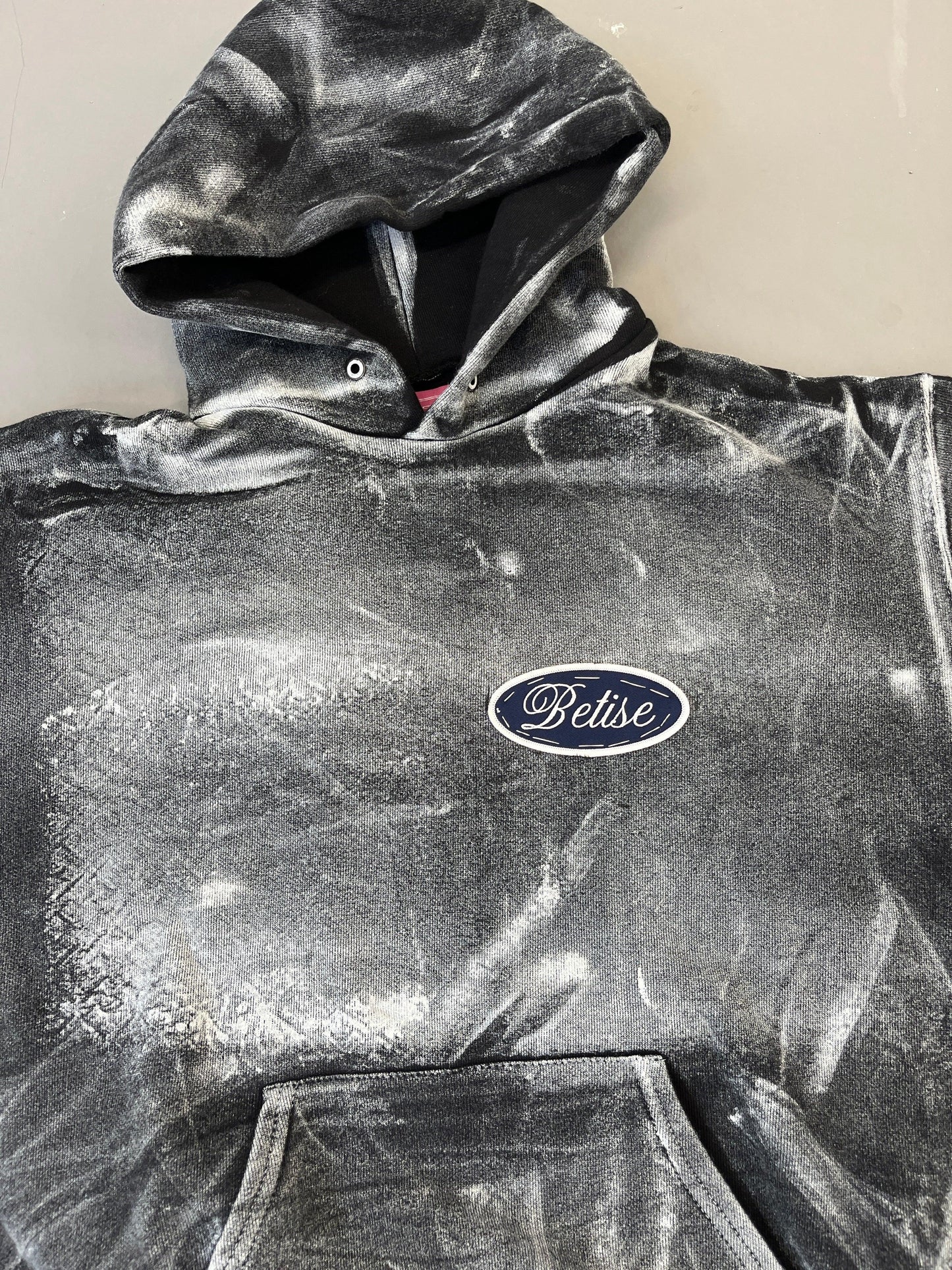 1/1 BLACK PAINTED PATCH HOODIE